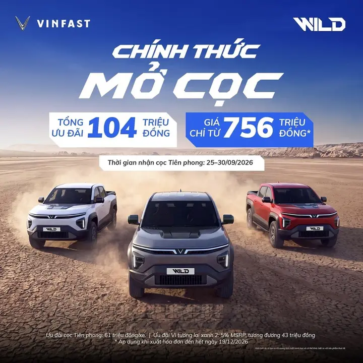 VinFast VF Wild chính thức nhận đặt cọc với ưu đãi 61 triệu đồng