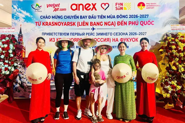 Phú Quốc đón chuyến bay mùa Đông 2026 đầu tiên từ Nga