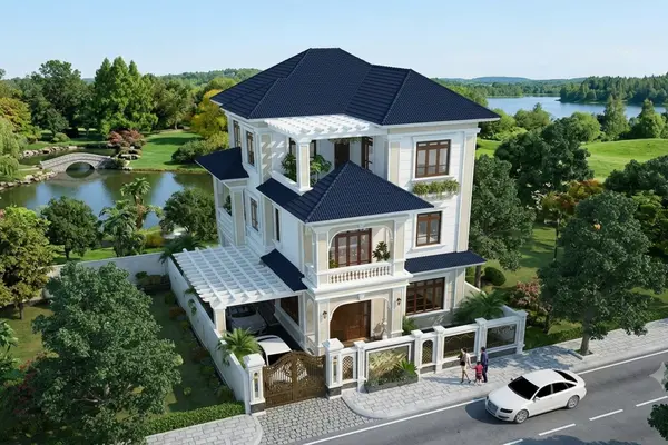 Chi phí nhà mái Nhật 3 tầng 90m² tân cổ điển bao nhiêu?