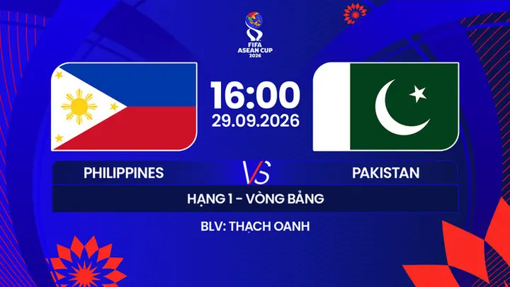 Link xem trực tiếp bóng đá Philippines vs Pakistan 16h ngày 29/9, FIFA ASEAN Cup