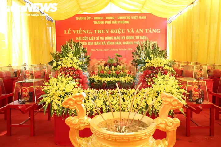Xúc động lễ truy điệu, an táng 56 hài cốt liệt sĩ và đồng bào tử nạn ở Hải Phòng