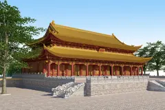 Phối cảnh phục dựng Điện Kính Thiên với tòa chính điện 9 gian