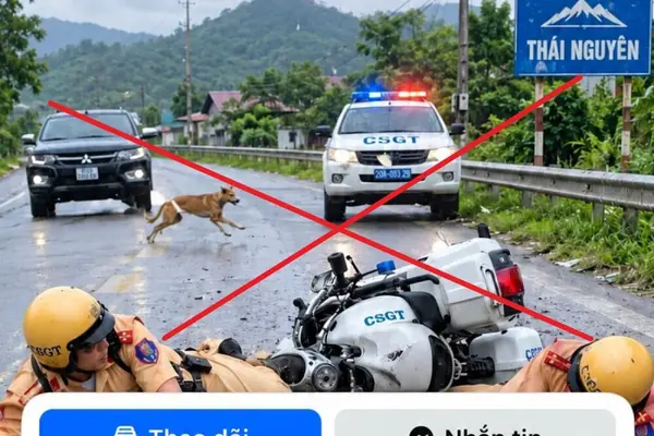 Hình ảnh 2 CSGT gặp tai nạn ở Thái Nguyên là sản phẩm của AI