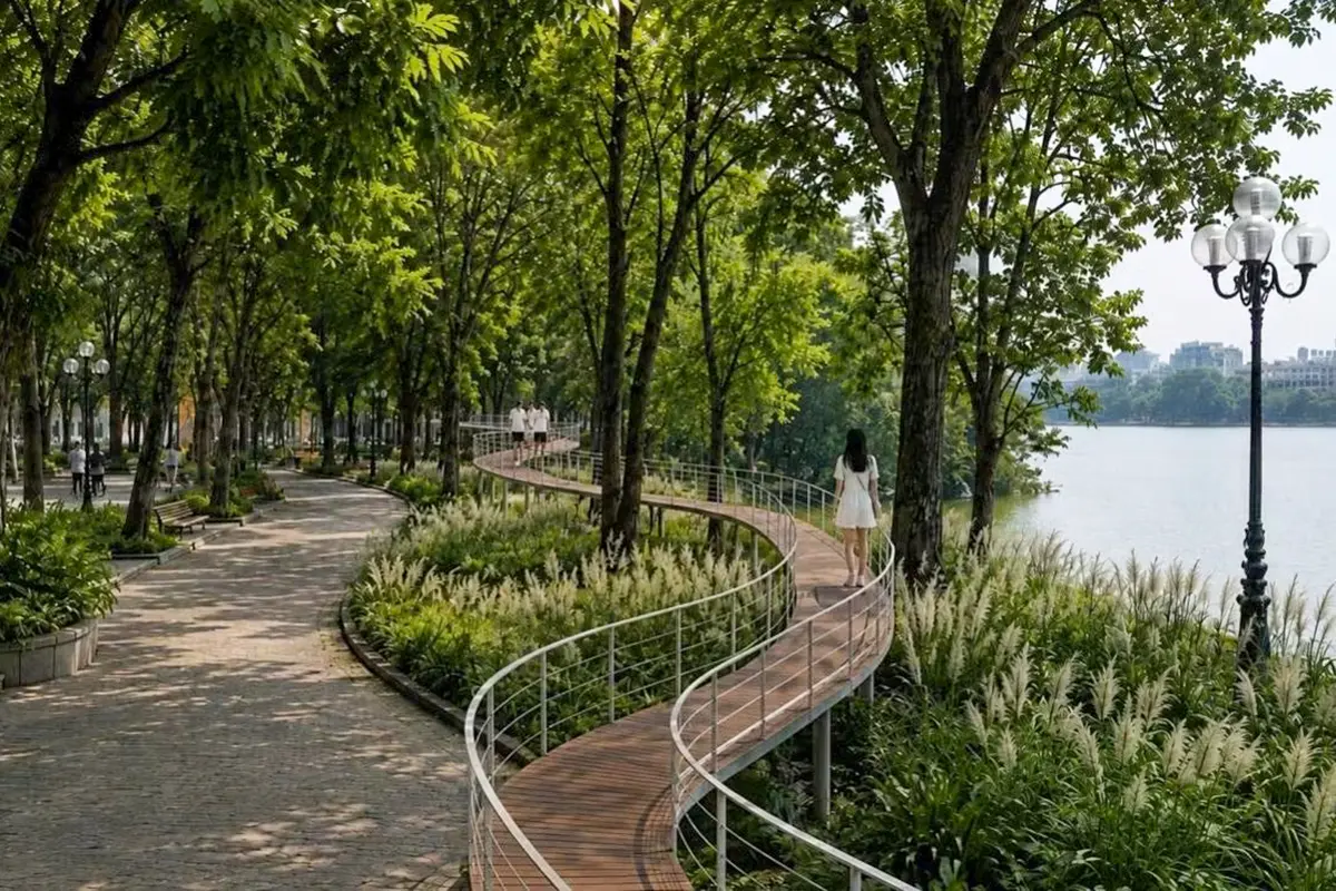 Khung gương lạ mắt bên Hồ Gươm hút người dân đến check-in trước giờ mở cửa