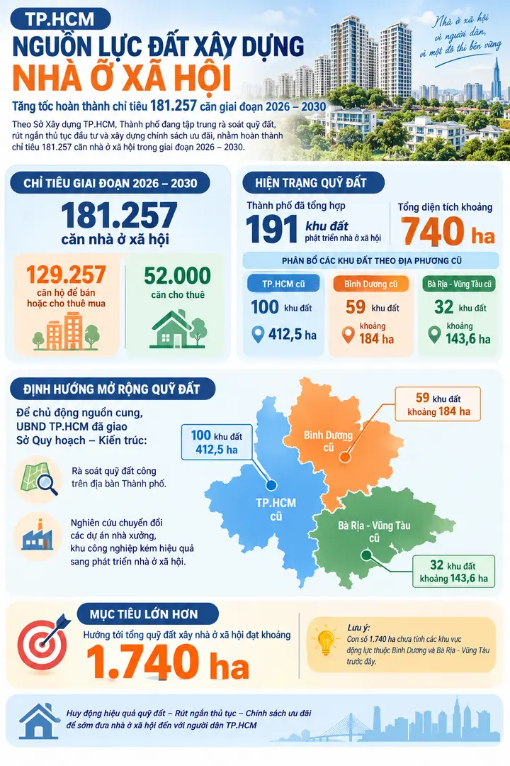 TP.HCM chấp thuận đầu tư Khu nhà ở xã hội hơn 64.000 tỷ đồng, diện tích 191 ha
