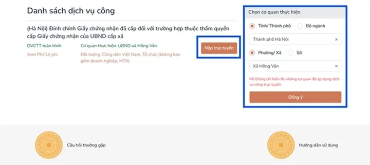 Cách nộp hồ sơ đính chính sổ đỏ online ở Hà Nội
