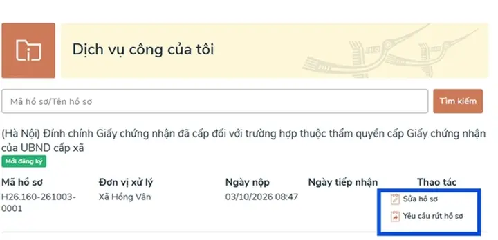 Cách nộp hồ sơ đính chính sổ đỏ online ở Hà Nội