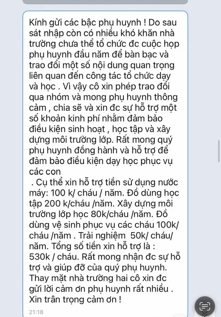 Chưa họp phụ huynh, trường mầm non ở Hà Tĩnh đã 'xin' thu hơn 500.000 đồng/trẻ