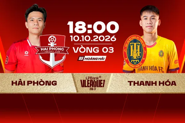 Link xem trực tiếp bóng đá Hải Phòng vs Thanh Hoá 18h ngày 10/10, V.League