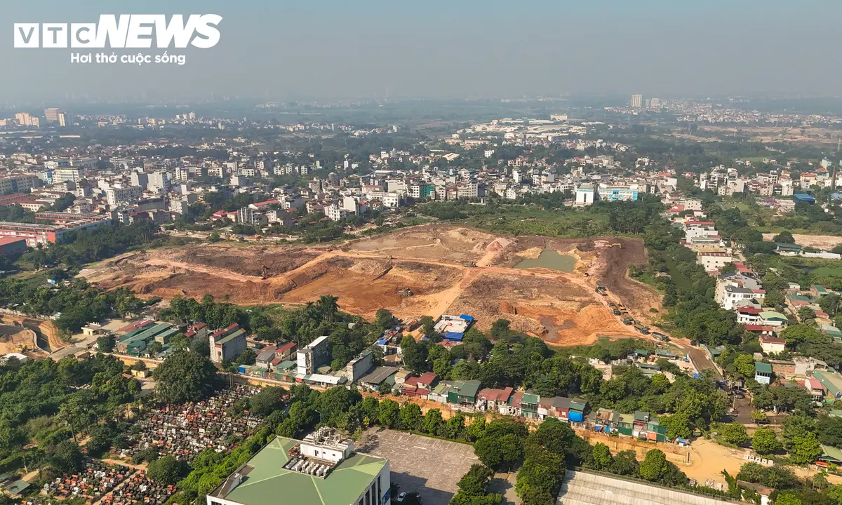 Công trường hồ điều hòa gần 500 tỷ đồng ở cửa ngõ phía Bắc Hà Nội