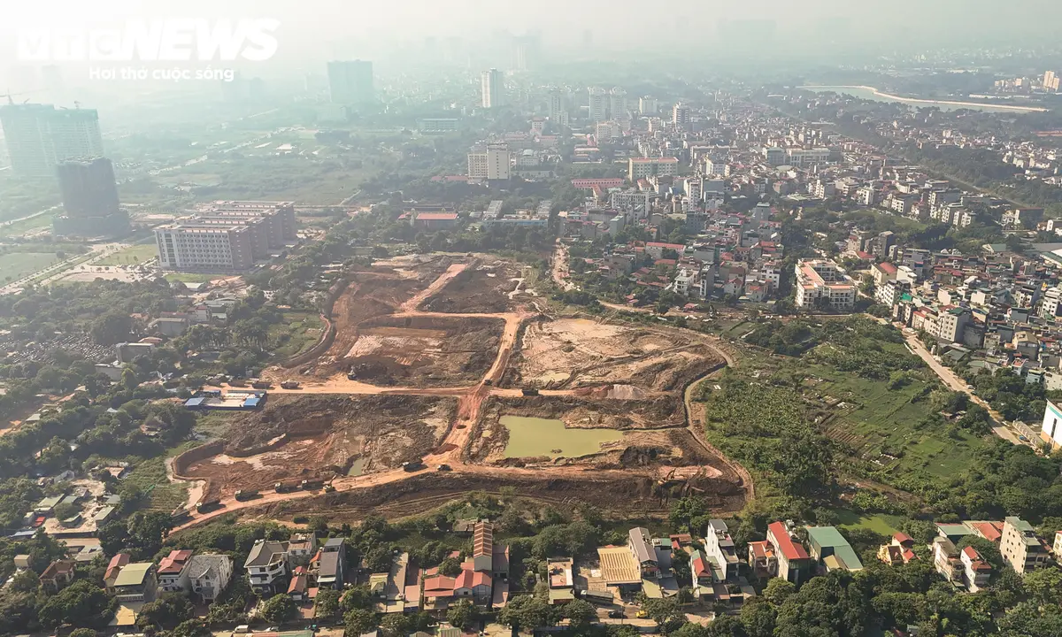 Công trường hồ điều hòa gần 500 tỷ đồng ở cửa ngõ phía Bắc Hà Nội