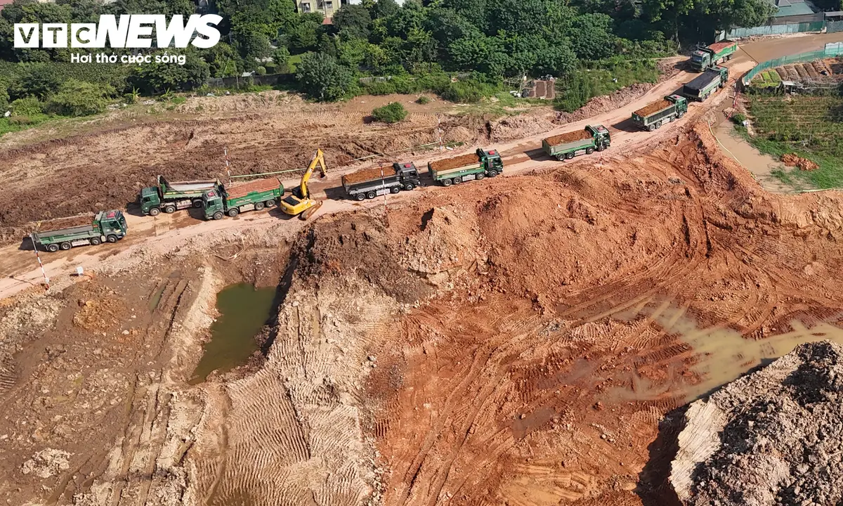 Công trường hồ điều hòa gần 500 tỷ đồng ở cửa ngõ phía Bắc Hà Nội