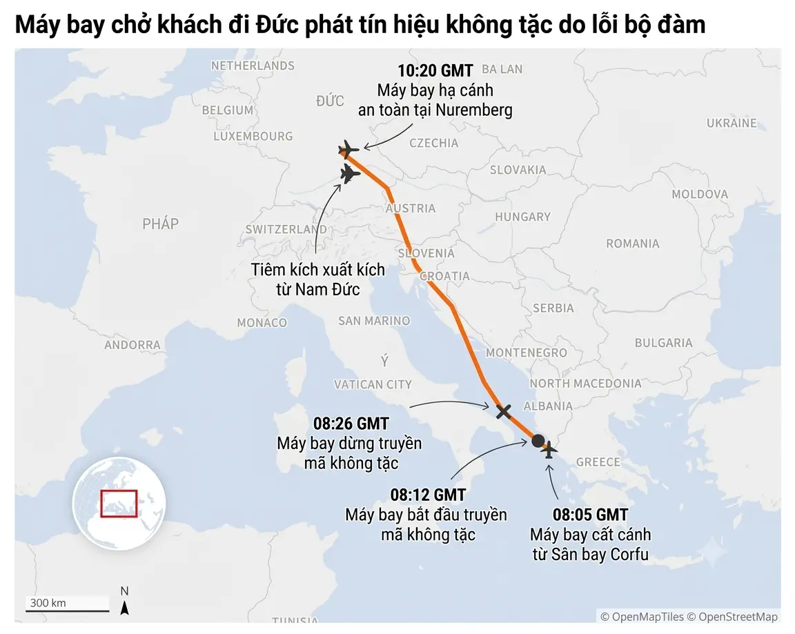 Đức điều tiêm kích sau cảnh báo không tặc giả trên máy bay