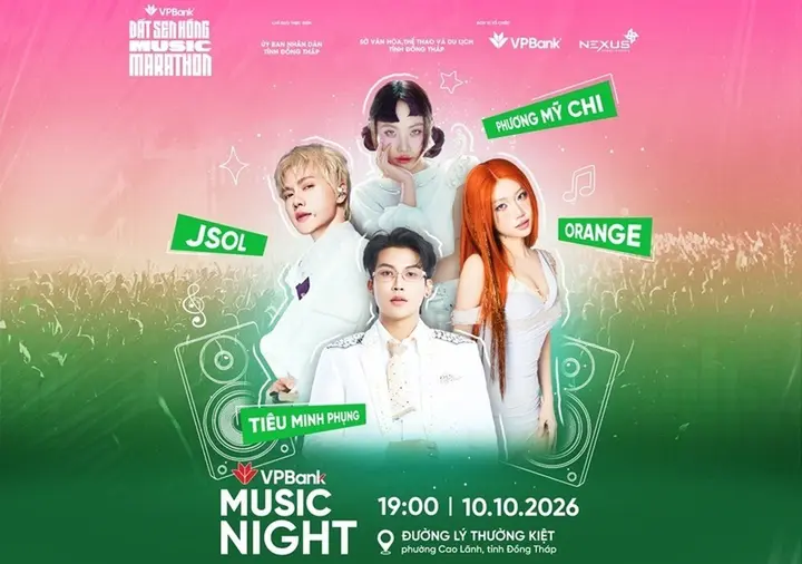 VPBank Đất Sen Hồng Music Marathon 2026 nối nhịp văn hóa và sức sống Đồng Tháp