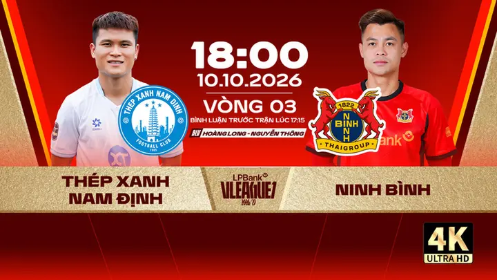 Link xem trực tiếp bóng đá Nam Định vs Ninh Bình 18h ngày 10/10, V.League