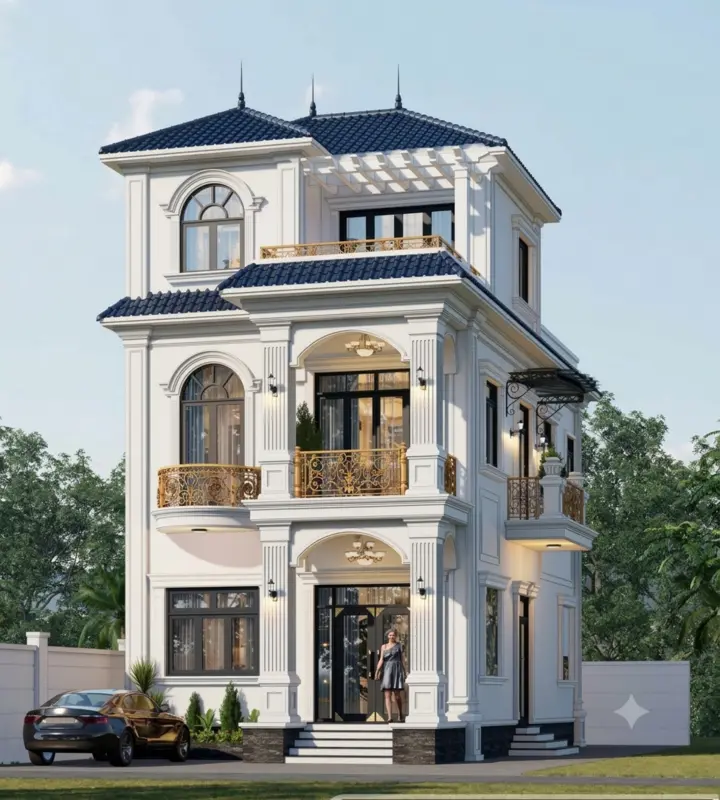 Chi phí xây nhà mái Nhật 2 tầng 1 tum 100m² bao nhiêu?