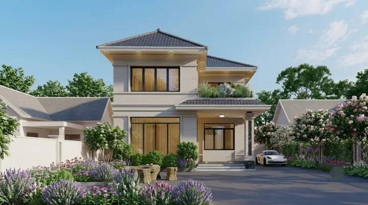 Xây nhà mái Nhật 2 tầng 3 phòng ngủ 80m² bao nhiêu tiền?