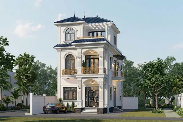 Chi phí xây nhà mái Nhật 2 tầng 1 tum 100m² bao nhiêu?