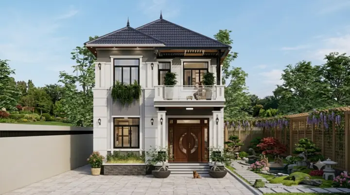 Xây nhà mái Nhật 2 tầng 80m² có sân sau bao nhiêu tiền?