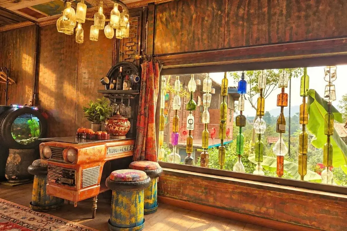 Khách sạn trang trí bằng 13.000 chai nhựa, 4.000 lốp xe cũ ở Phú Thọ