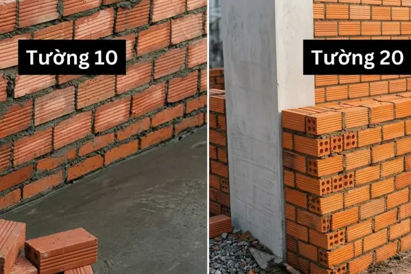 Xây nhà 2 tầng nên chọn tường 10 hay tường 20?